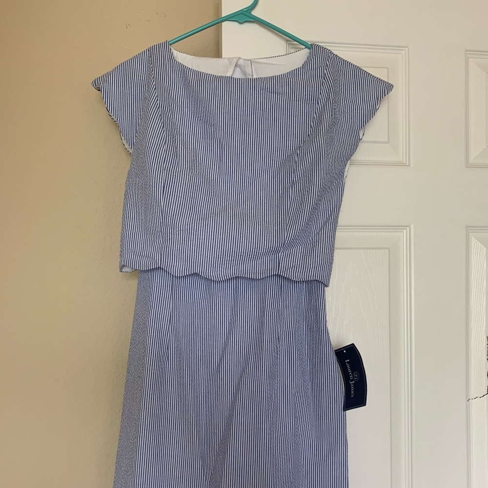 Lauren James Sullivan stripe dress royal